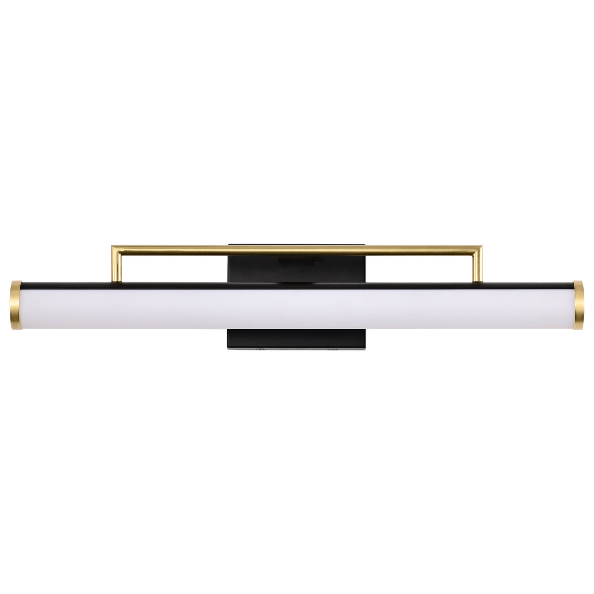 Solano Medium Vanity - LED - Black and Brushed Brass Finish - White Acrylic Lens