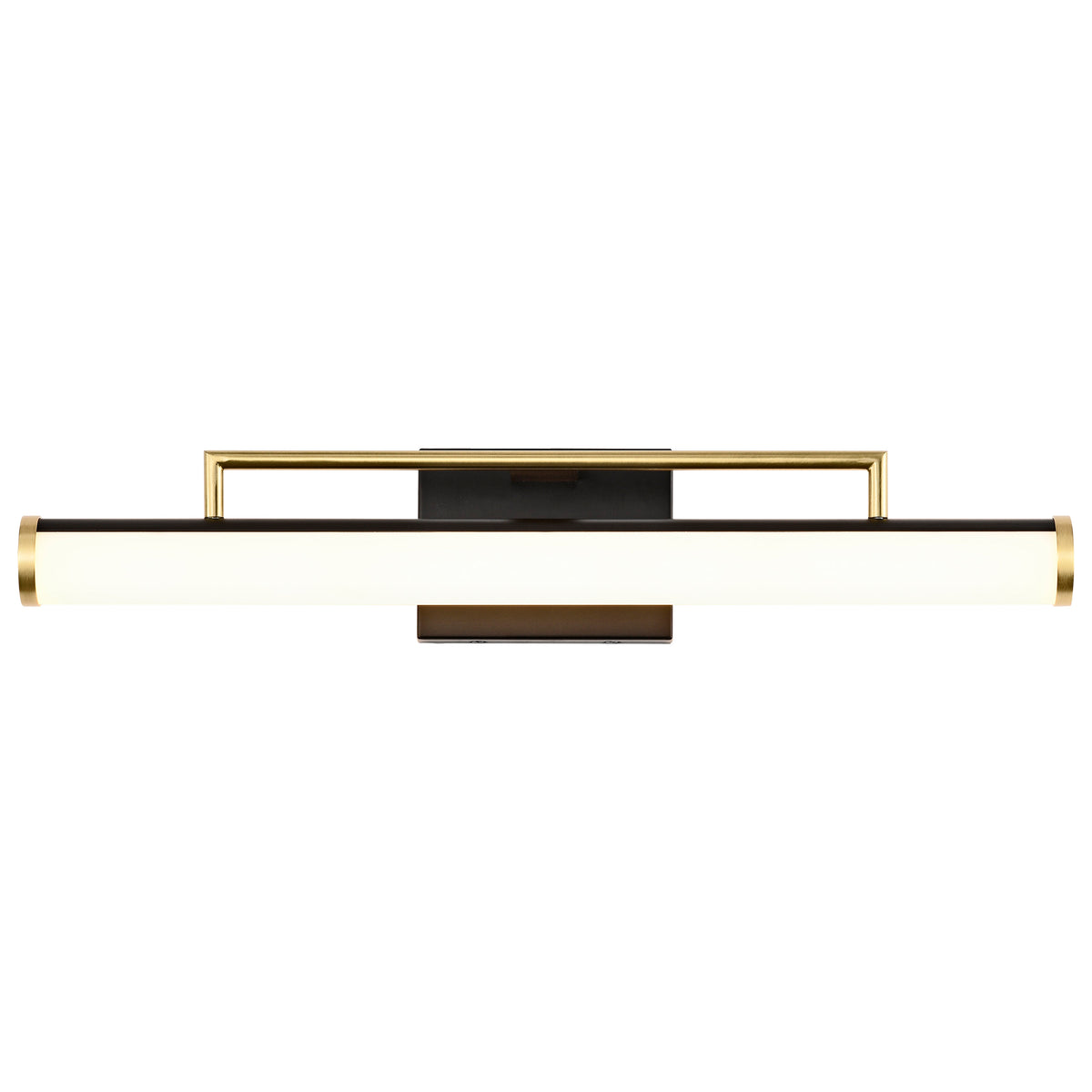 Solano Medium Vanity - LED - Black and Brushed Brass Finish - White Acrylic Lens