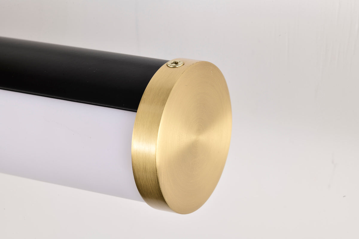 Solano Medium Vanity - LED - Black and Brushed Brass Finish - White Acrylic Lens
