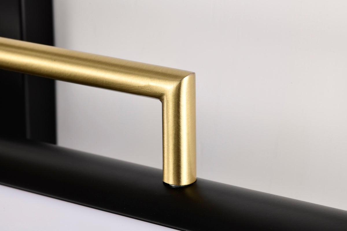 Solano Medium Vanity - LED - Black and Brushed Brass Finish - White Acrylic Lens