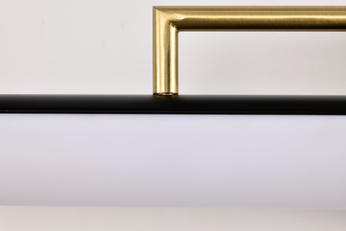 Solano Medium Vanity - LED - Black and Brushed Brass Finish - White Acrylic Lens
