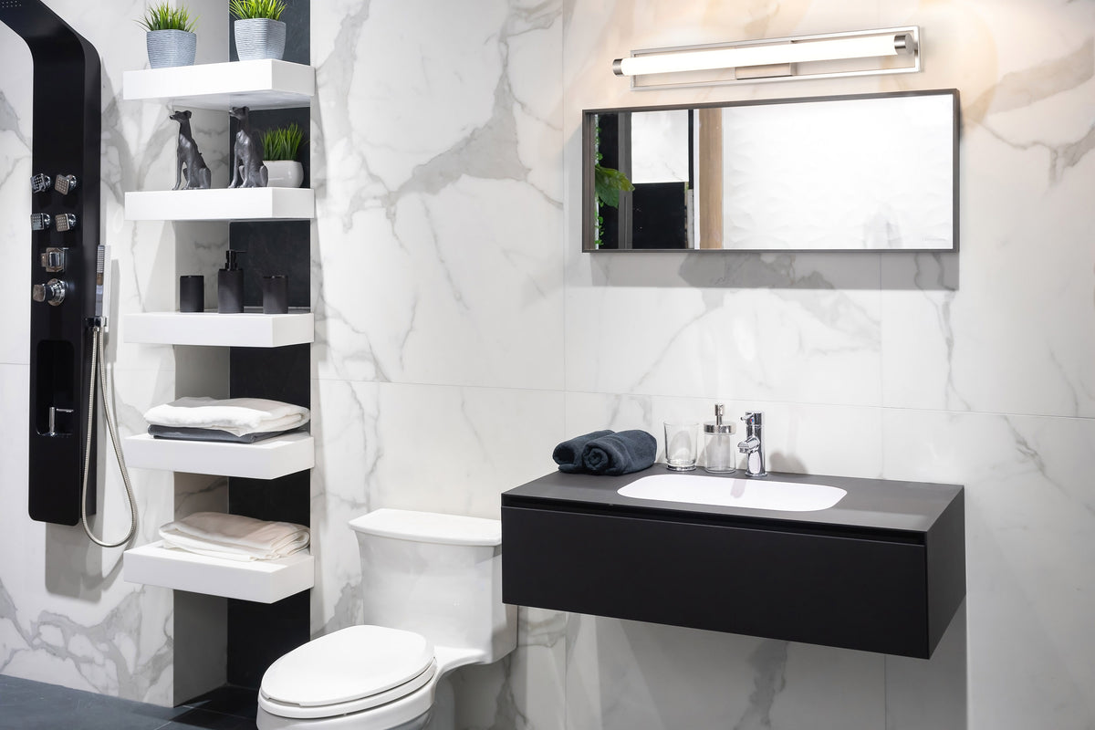 Canal Large Vanity - LED - Brushed Nickel Finish - White Acrylic Lens