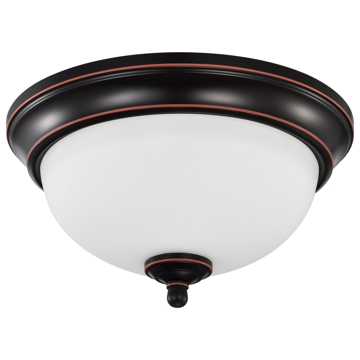 Center Lock 11 Inch LED Flush Mount - 19 Watt - 3000K - Mahogany Bronze Finish - Frosted Glass for bedrooms and hallways
