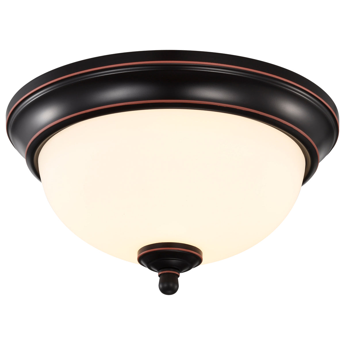 Center Lock 11 Inch LED Flush Mount - 19 Watt - 3000K - Mahogany Bronze Finish - Frosted Glass