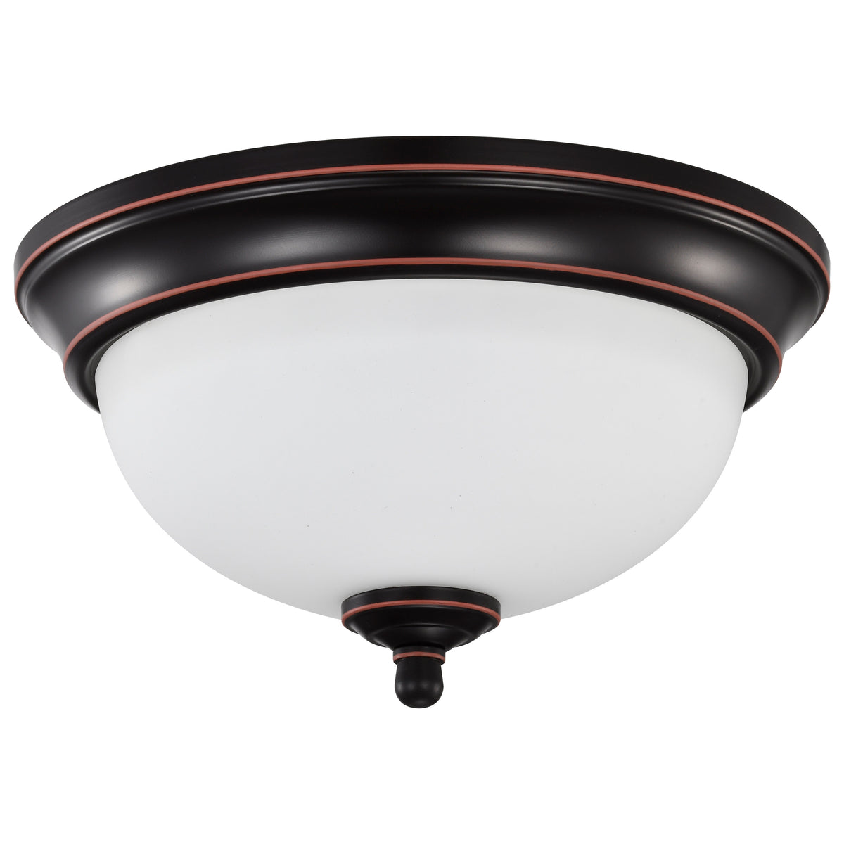 Center Lock 11 Inch LED Flush Mount - 19 Watt - 3000K - Mahogany Bronze Finish - Frosted Glass