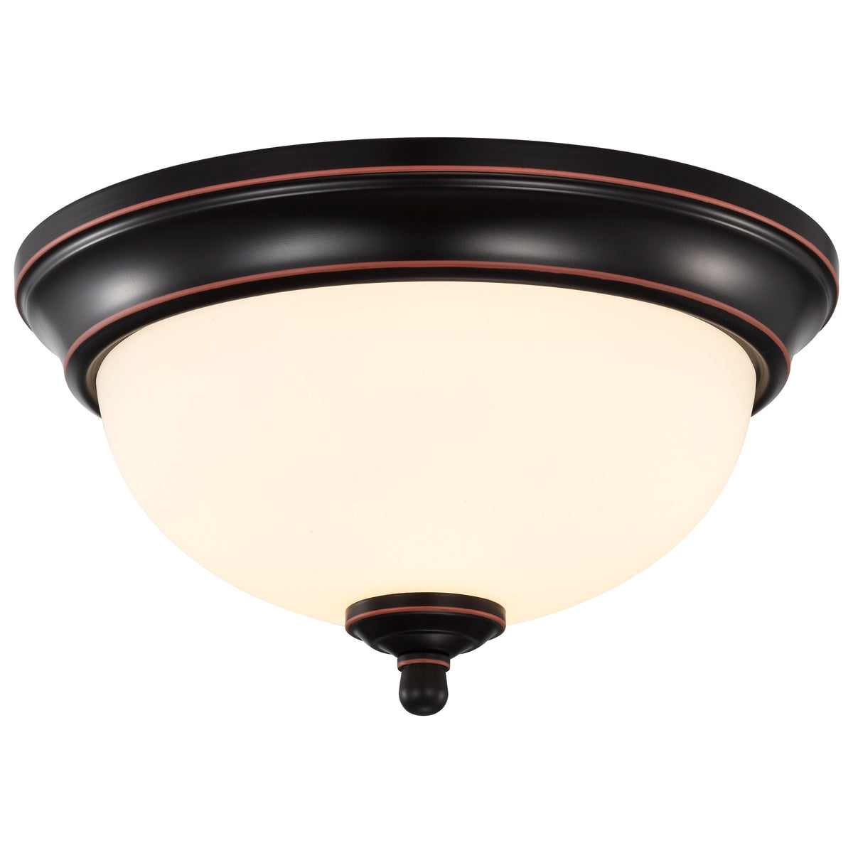 Center Lock 11 Inch LED Flush Mount - 19 Watt - 3000K - Mahogany Bronze Finish - Frosted Glass