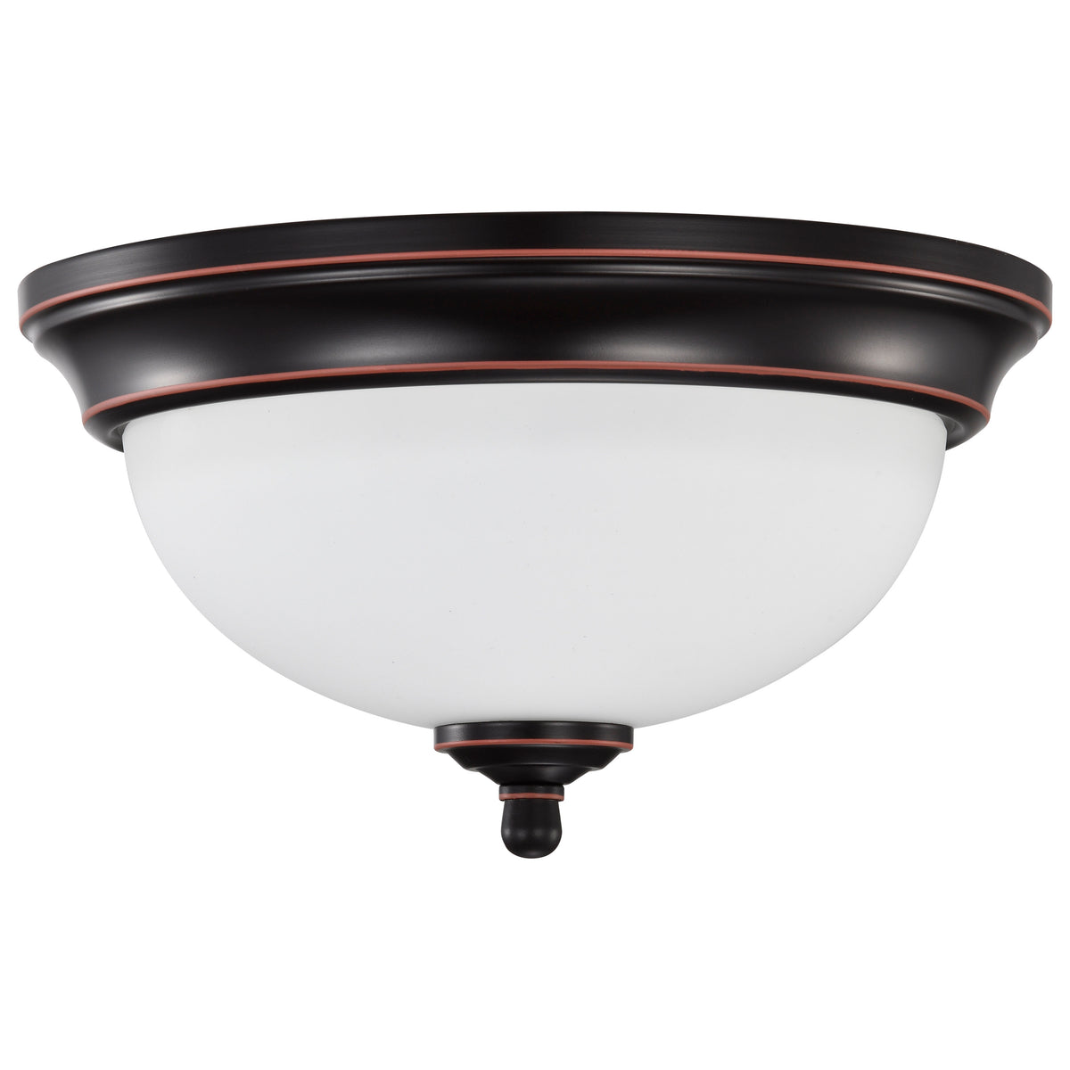 Center Lock 11 Inch LED Flush Mount - 19 Watt - 3000K - Mahogany Bronze Finish - Frosted Glass