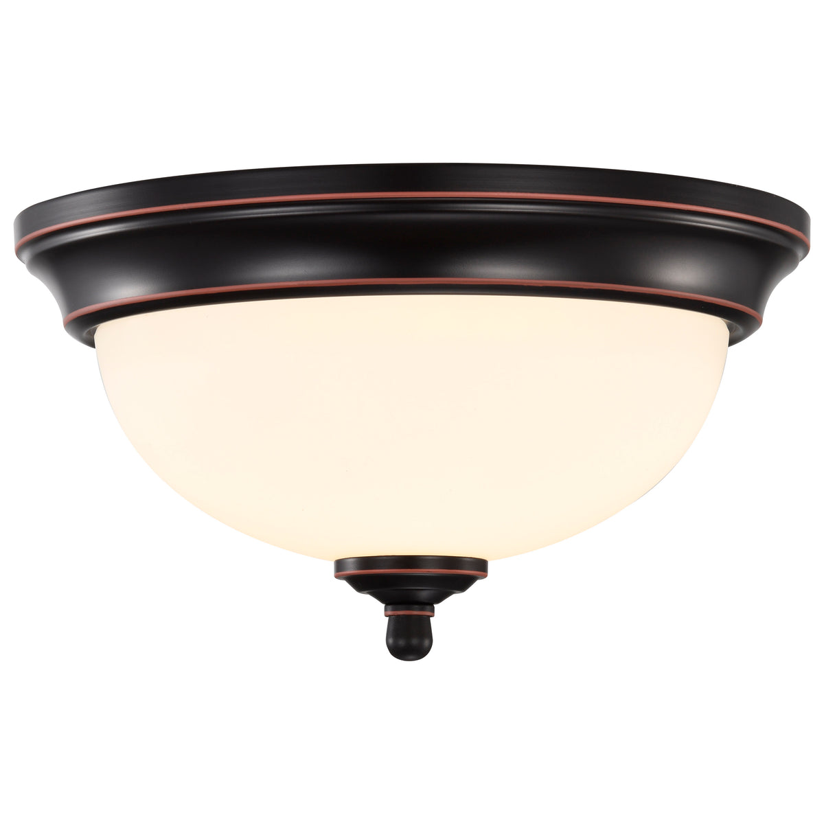 Center Lock 11 Inch LED Flush Mount - 19 Watt - 3000K - Mahogany Bronze Finish - Frosted Glass