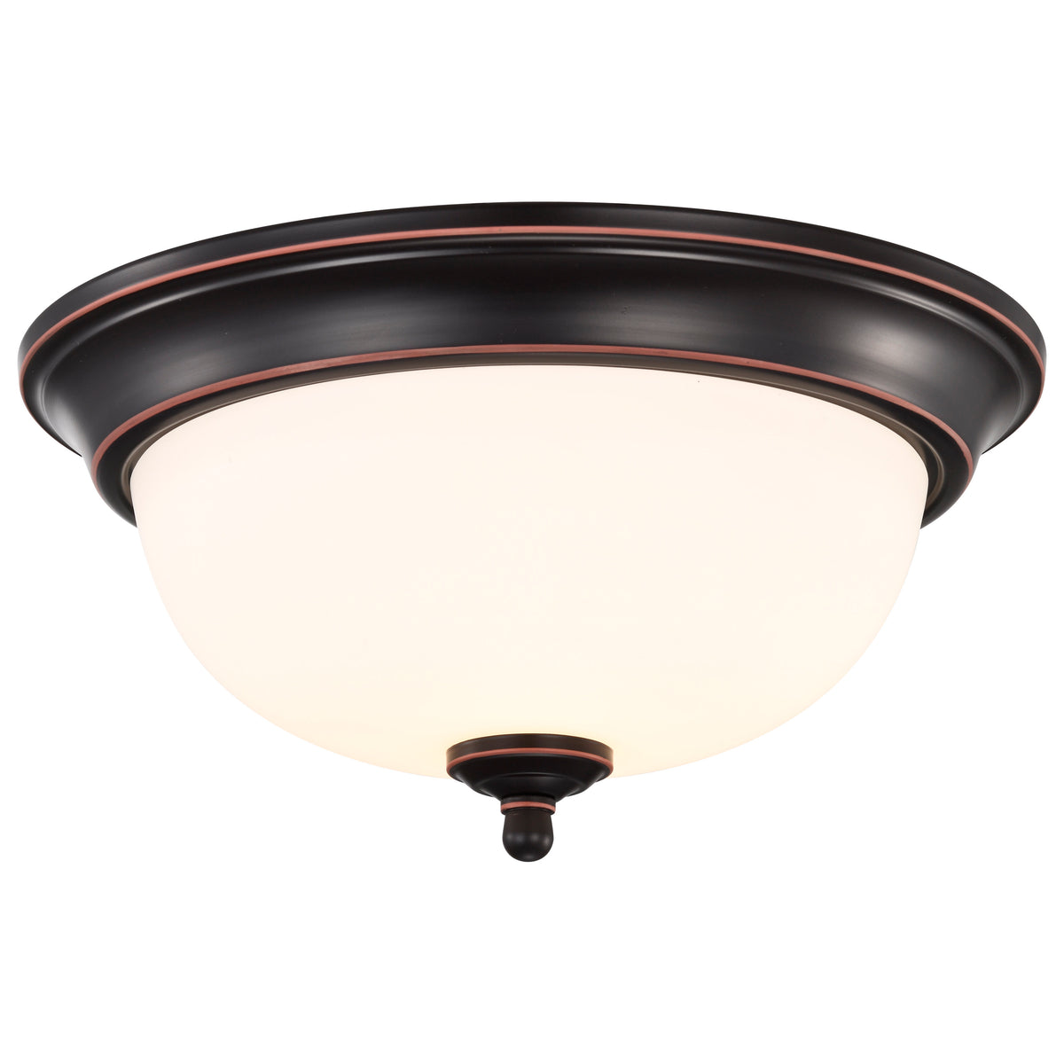 Center Lock 13 Inch LED Flush Mount - 19 Watt - 3000K - Mahogany Bronze Finish - Frosted Glass
