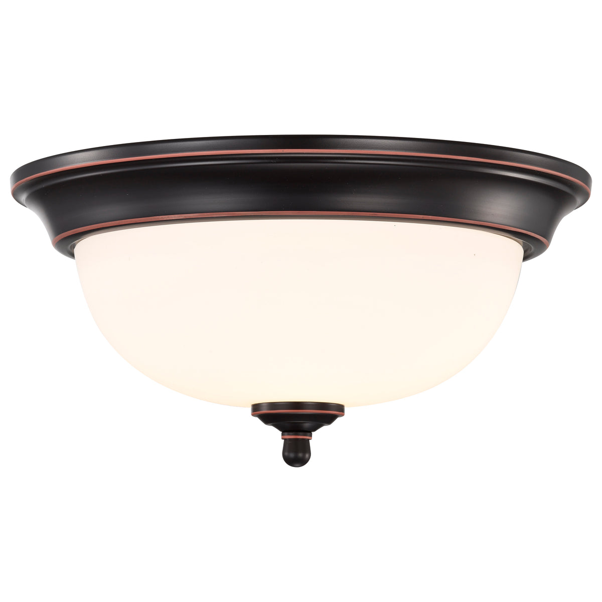 Center Lock 13 Inch LED Flush Mount - 19 Watt - 3000K - Mahogany Bronze Finish - Frosted Glass