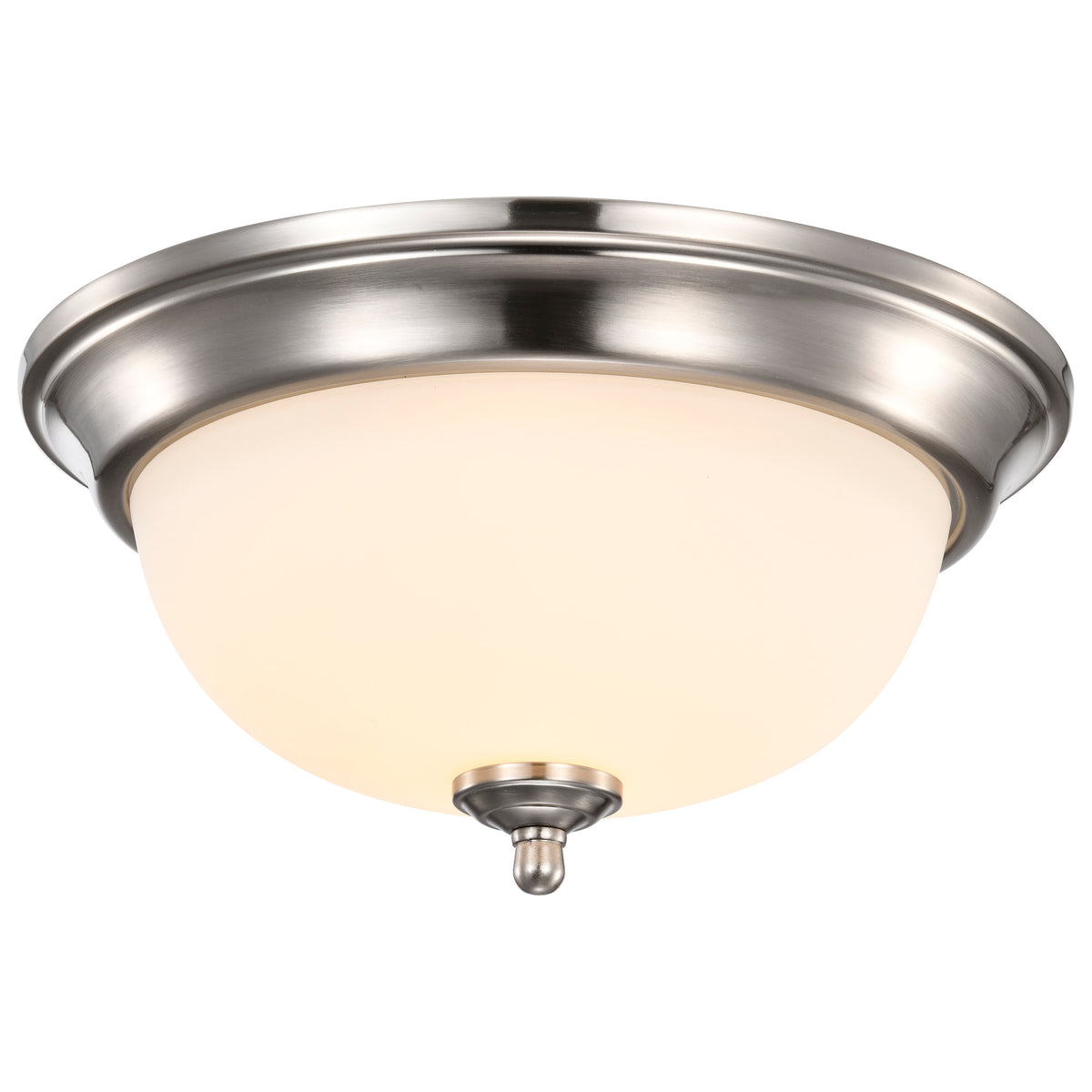 Center Lock 13 Inch LED Flush Mount - 19 Watt - 3000K - Brushed Nickel Finish - Frosted Glass