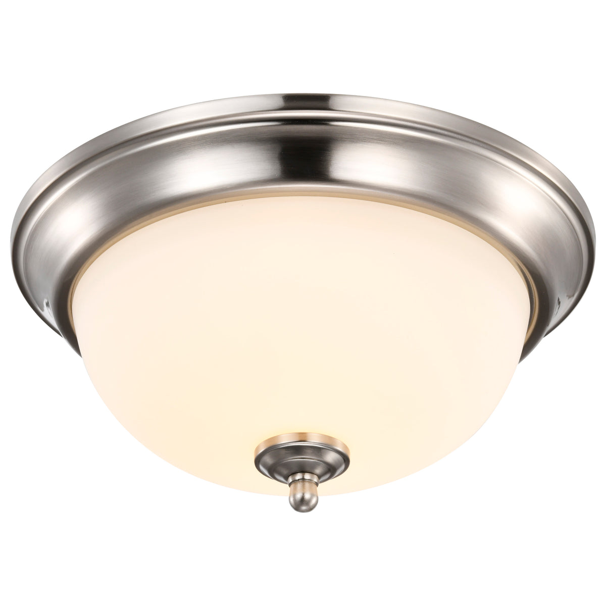 Center Lock 13 Inch LED Flush Mount - 19 Watt - 3000K - Brushed Nickel Finish - Frosted Glass