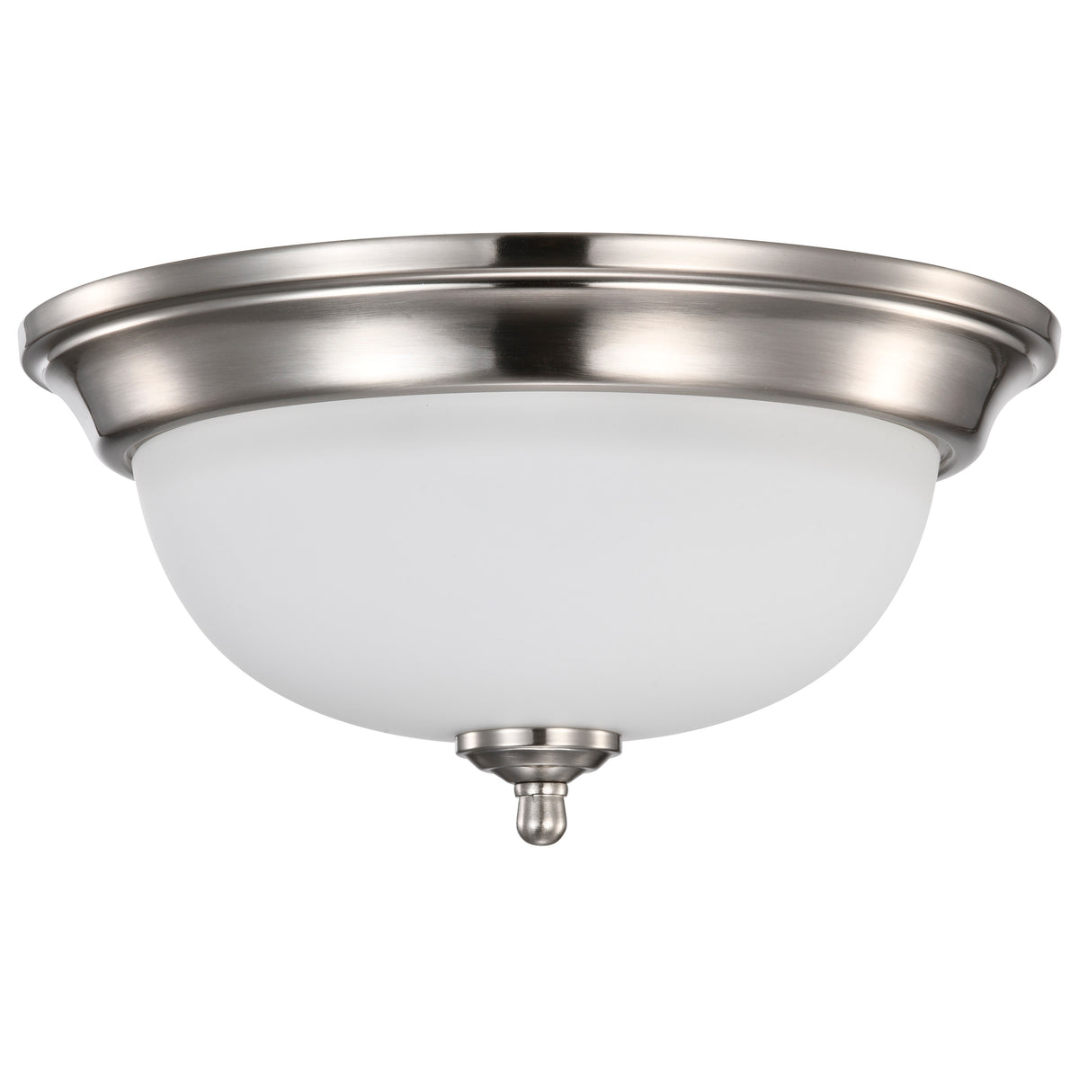 Center Lock 13 Inch LED Flush Mount - 19 Watt - 3000K - Brushed Nickel Finish - Frosted Glass
