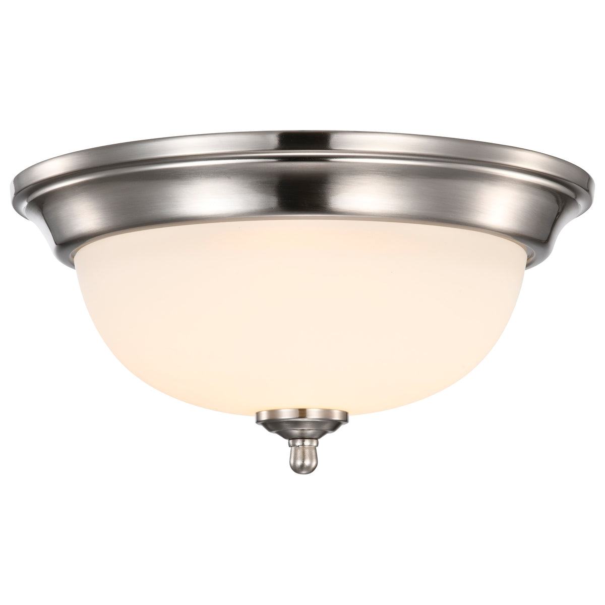 Center Lock 13 Inch LED Flush Mount - 19 Watt - 3000K - Brushed Nickel Finish - Frosted Glass