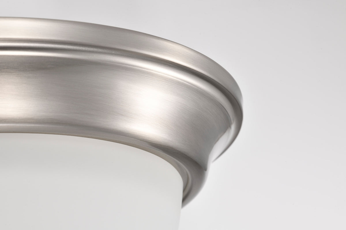 Center Lock 13 Inch LED Flush Mount - 19 Watt - 3000K - Brushed Nickel Finish - Frosted Glass