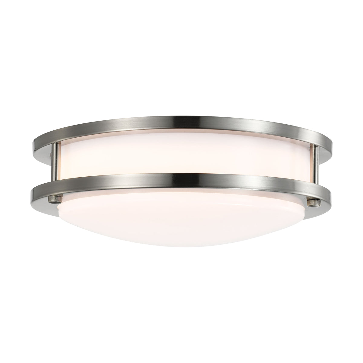 16 Watt - 10 inch - LED Flush Mount Fixture - 3000K - Dimmable - Brushed Nickel - White Lens bulb or fixture view