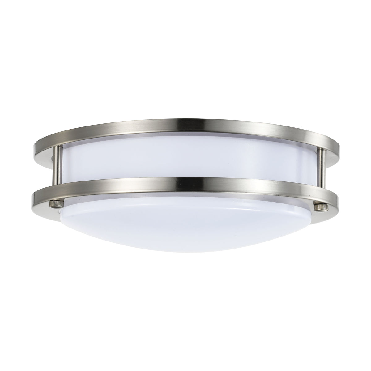 16 Watt - 10 inch - LED Flush Mount Fixture - 3000K - Dimmable - Brushed Nickel - White Lens
