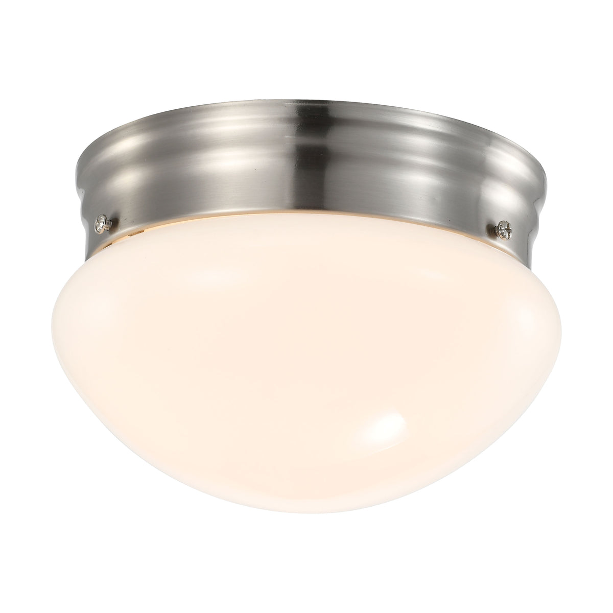 12 Watt - 7 inch - LED Flush Mount Fixture - 3000K - Dimmable - Brushed Nickel - Frosted Glass for bedrooms and hallways