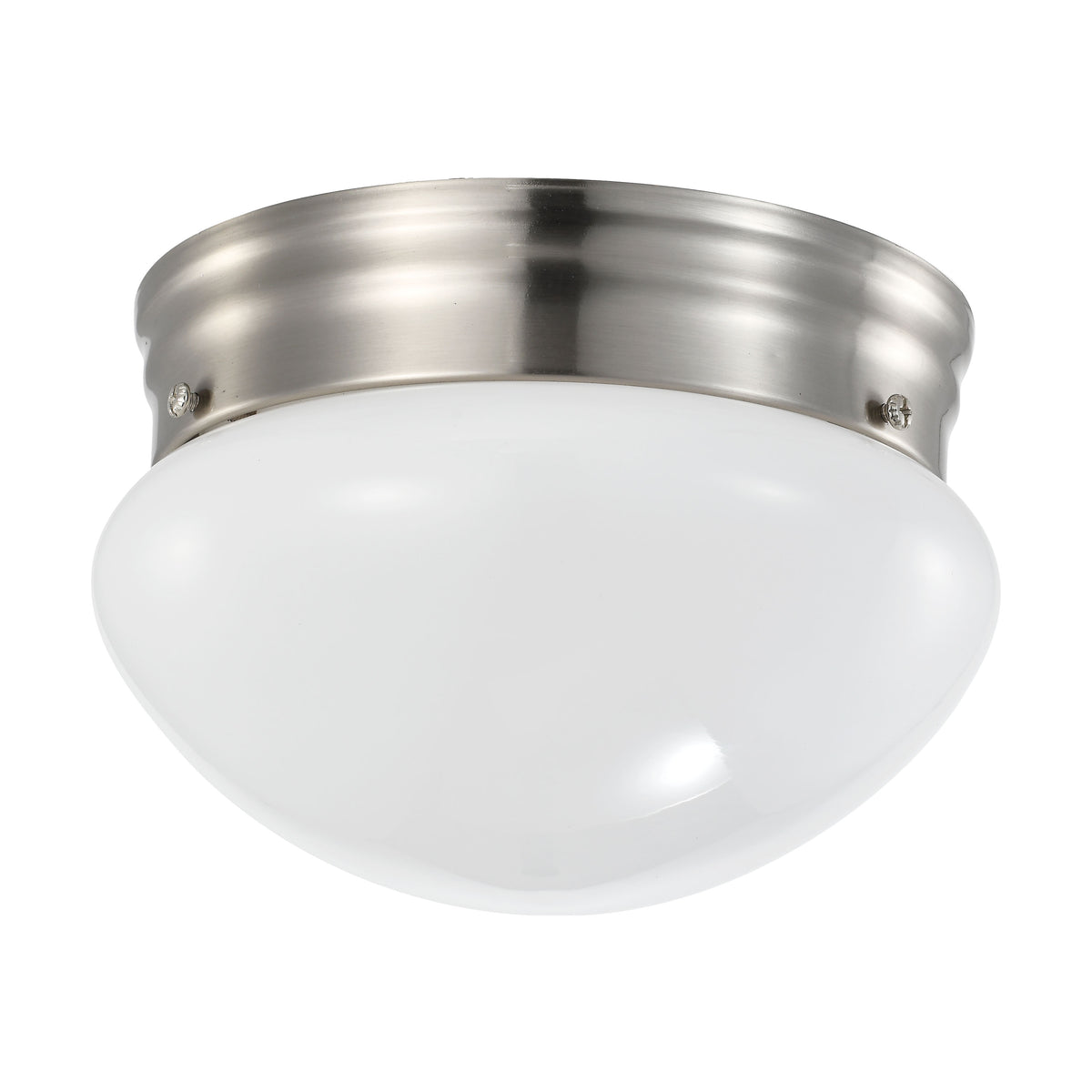 12 Watt - 7 inch - LED Flush Mount Fixture - 3000K - Dimmable - Brushed Nickel - Frosted Glass