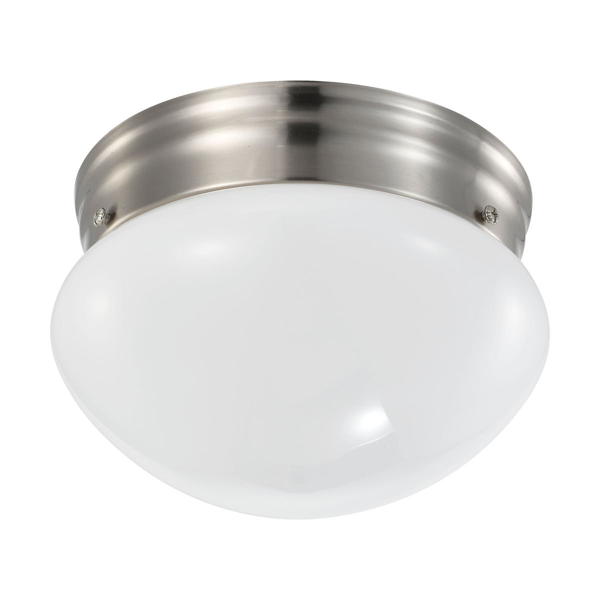 12 Watt - 7 inch - LED Flush Mount Fixture - 3000K - Dimmable - Brushed Nickel - Frosted Glass
