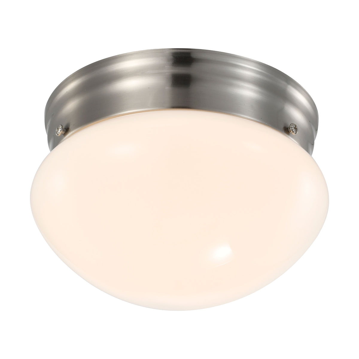12 Watt - 7 inch - LED Flush Mount Fixture - 3000K - Dimmable - Brushed Nickel - Frosted Glass