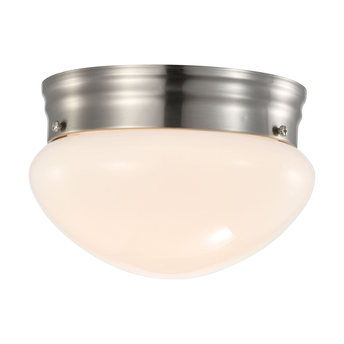 12 Watt - 7 inch - LED Flush Mount Fixture - 3000K - Dimmable - Brushed Nickel - Frosted Glass