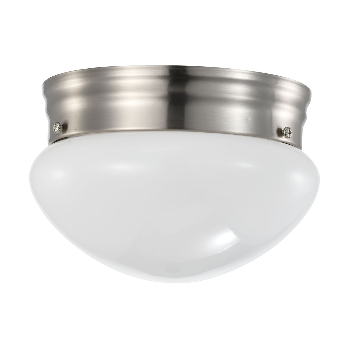 12 Watt - 7 inch - LED Flush Mount Fixture - 3000K - Dimmable - Brushed Nickel - Frosted Glass