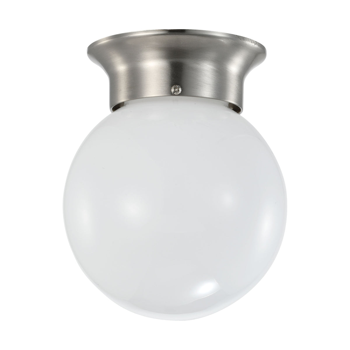 8 Watt - 6 inch - LED Flush Mount Fixture - 3000K - Dimmable - Brushed Nickel - Frosted Glass