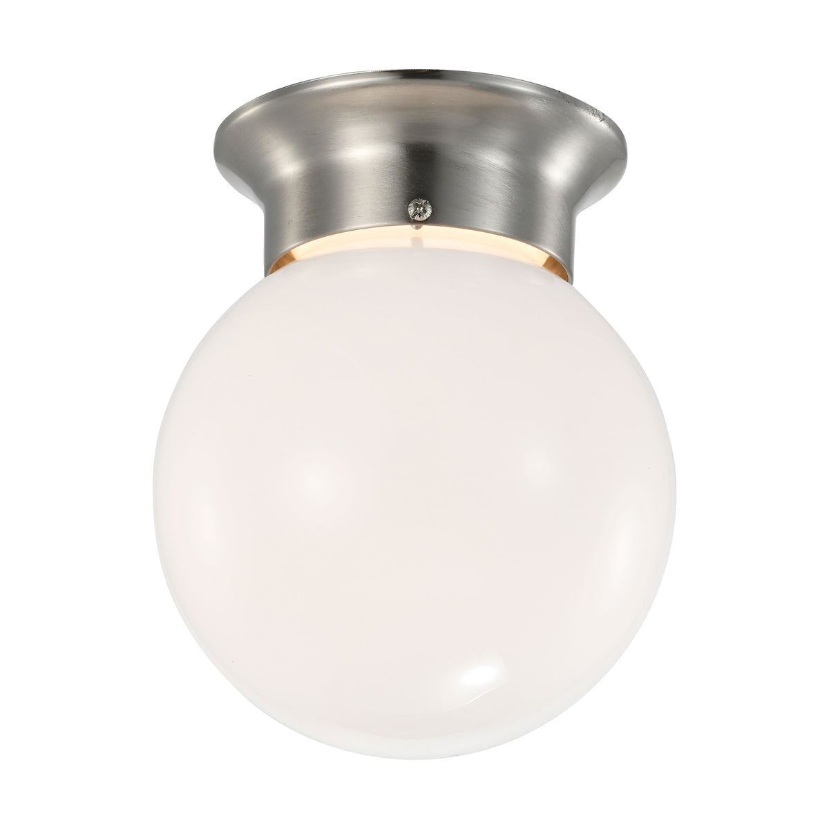 8 Watt - 6 inch - LED Flush Mount Fixture - 3000K - Dimmable - Brushed Nickel - Frosted Glass