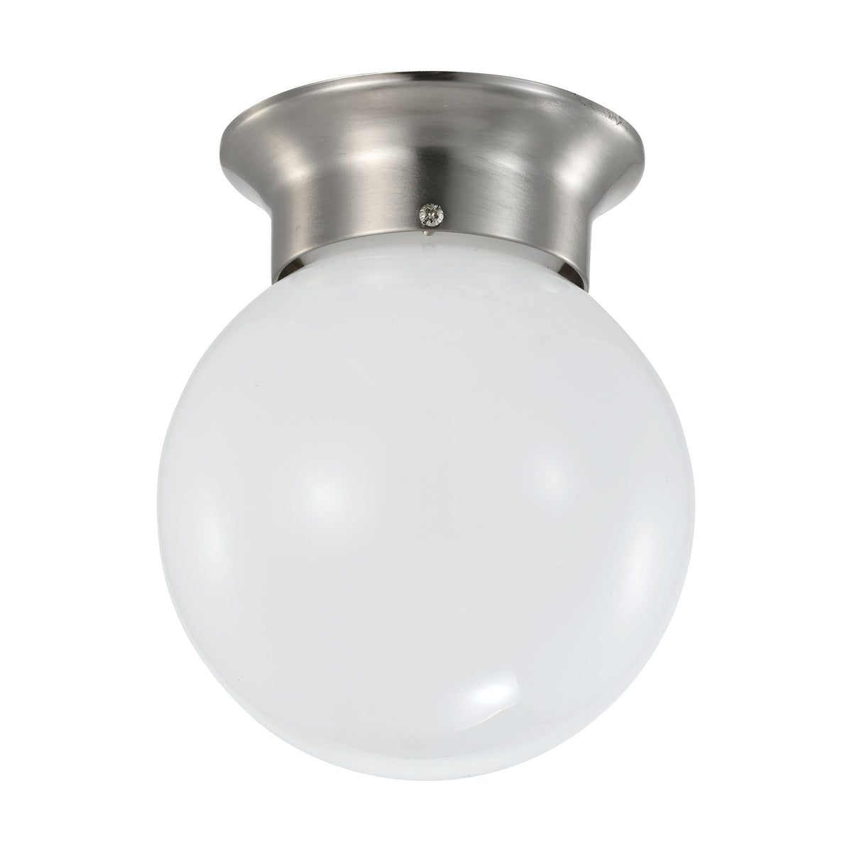 8 Watt - 6 inch - LED Flush Mount Fixture - 3000K - Dimmable - Brushed Nickel - Frosted Glass
