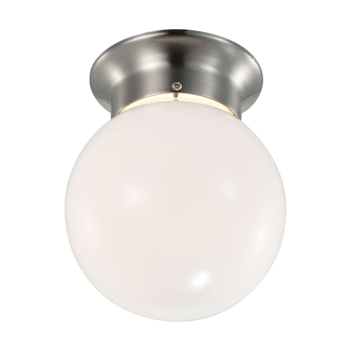 8 Watt - 6 inch - LED Flush Mount Fixture - 3000K - Dimmable - Brushed Nickel - Frosted Glass