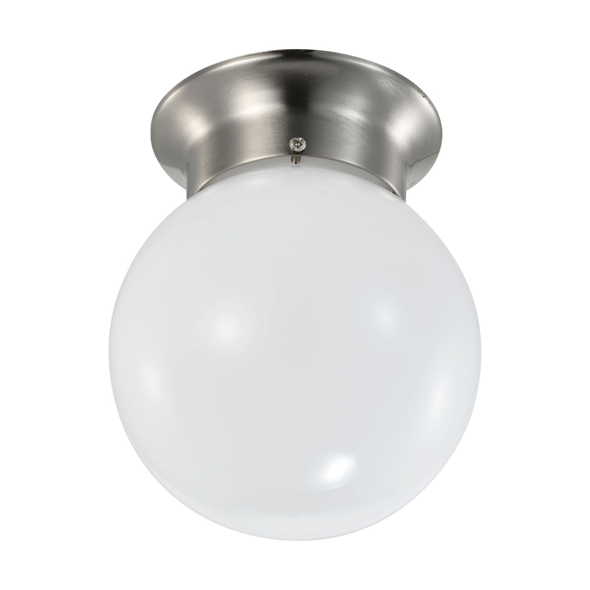 8 Watt - 6 inch - LED Flush Mount Fixture - 3000K - Dimmable - Brushed Nickel - Frosted Glass