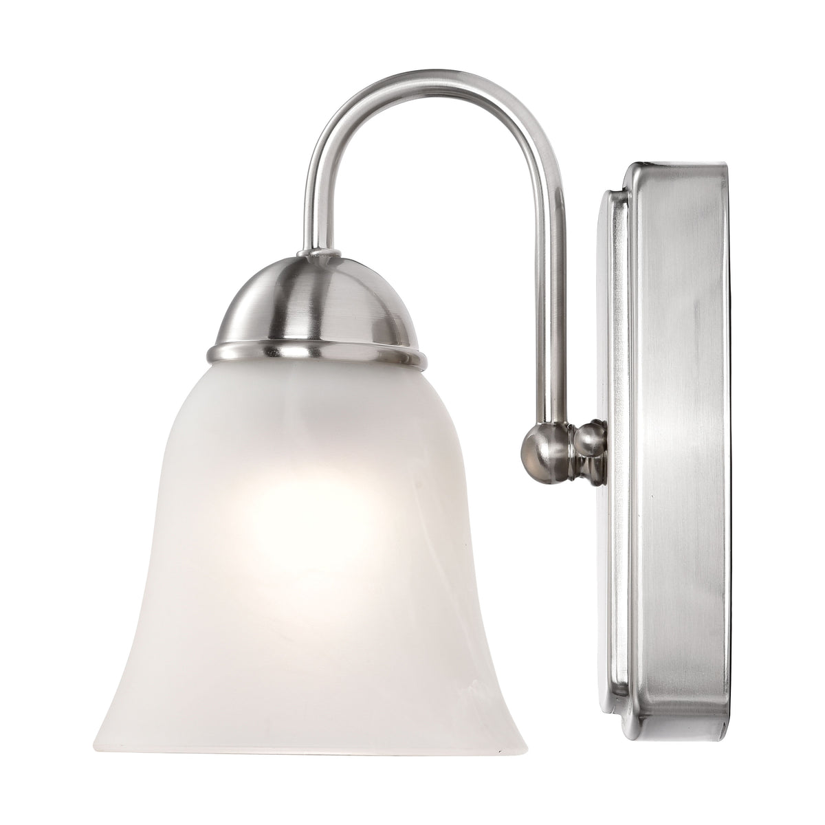 8 Watt - LED 1 Light Vanity Fixture - 3000K - Brushed Nickel with Alabaster Glass