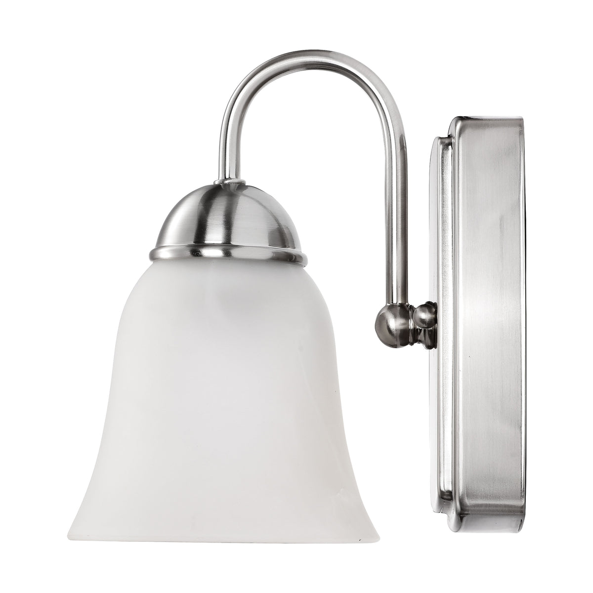 8 Watt - LED 1 Light Vanity Fixture - 3000K - Brushed Nickel with Alabaster Glass