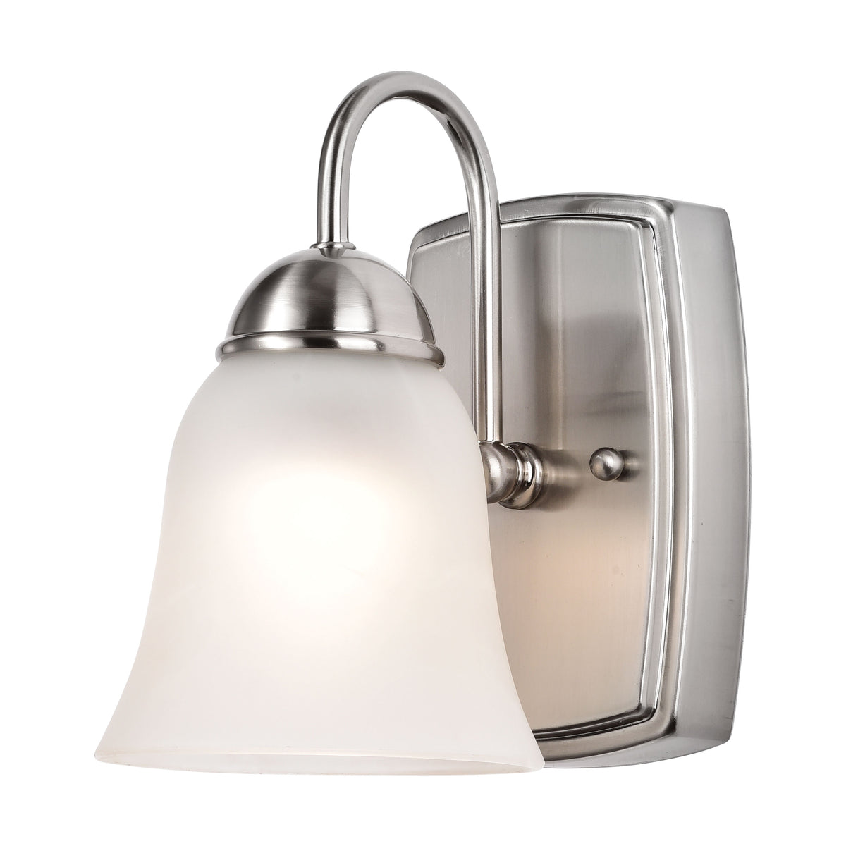 8 Watt - LED 1 Light Vanity Fixture - 3000K - Brushed Nickel with Alabaster Glass