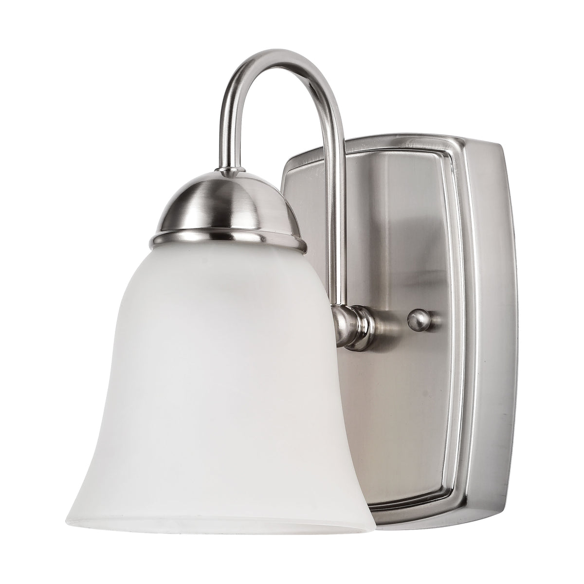 8 Watt - LED 1 Light Vanity Fixture - 3000K - Brushed Nickel with Alabaster Glass