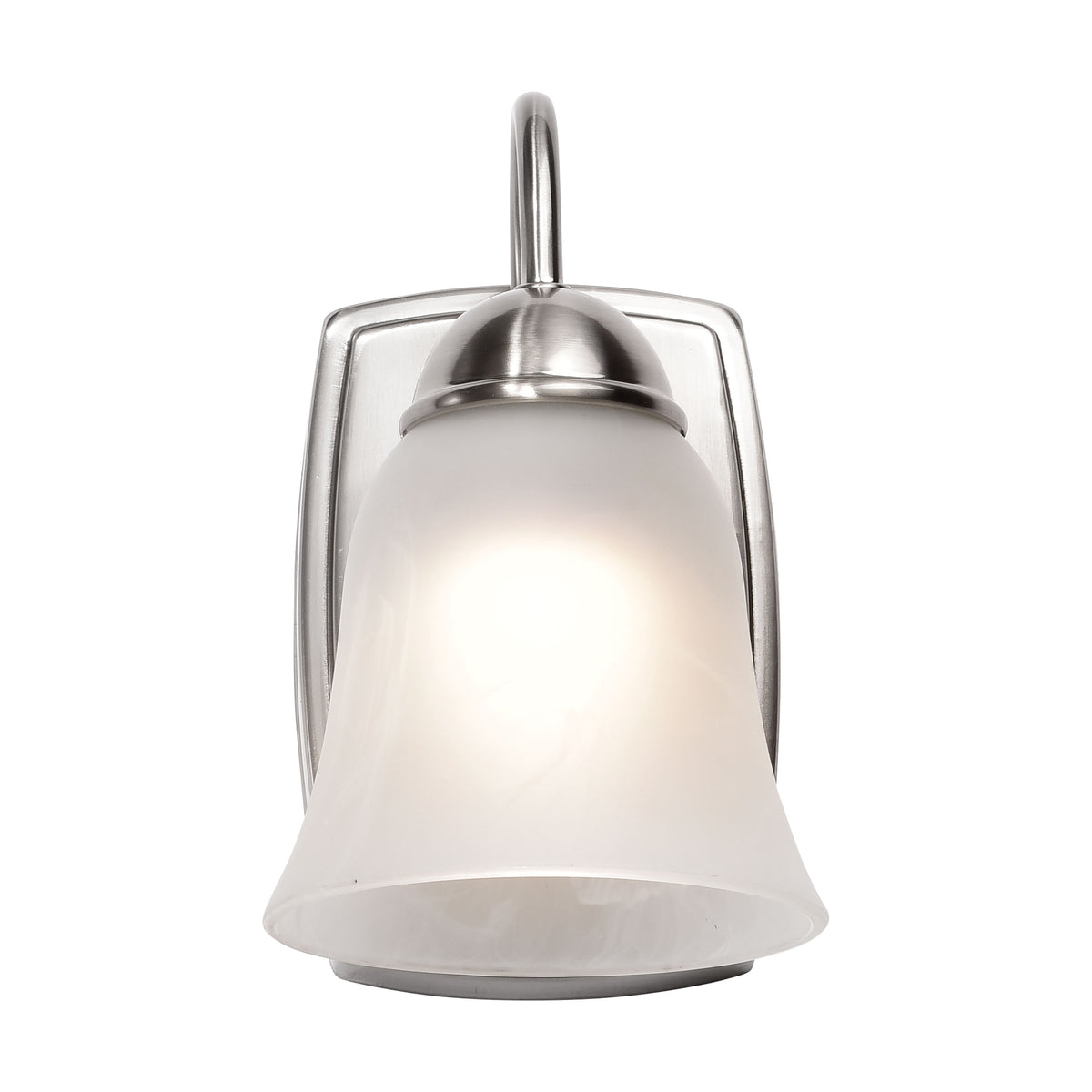 8 Watt - LED 1 Light Vanity Fixture - 3000K - Brushed Nickel with Alabaster Glass