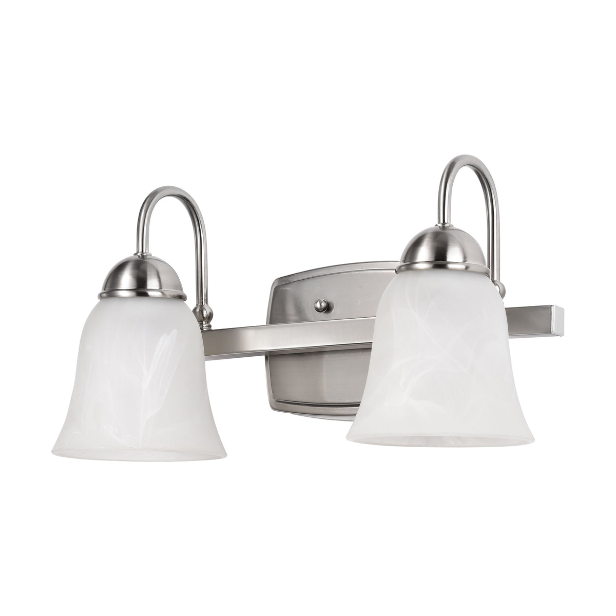 15 Watt - LED 2 Light Vanity Fixture - 3000K - Brushed Nickel with Alabaster Glass