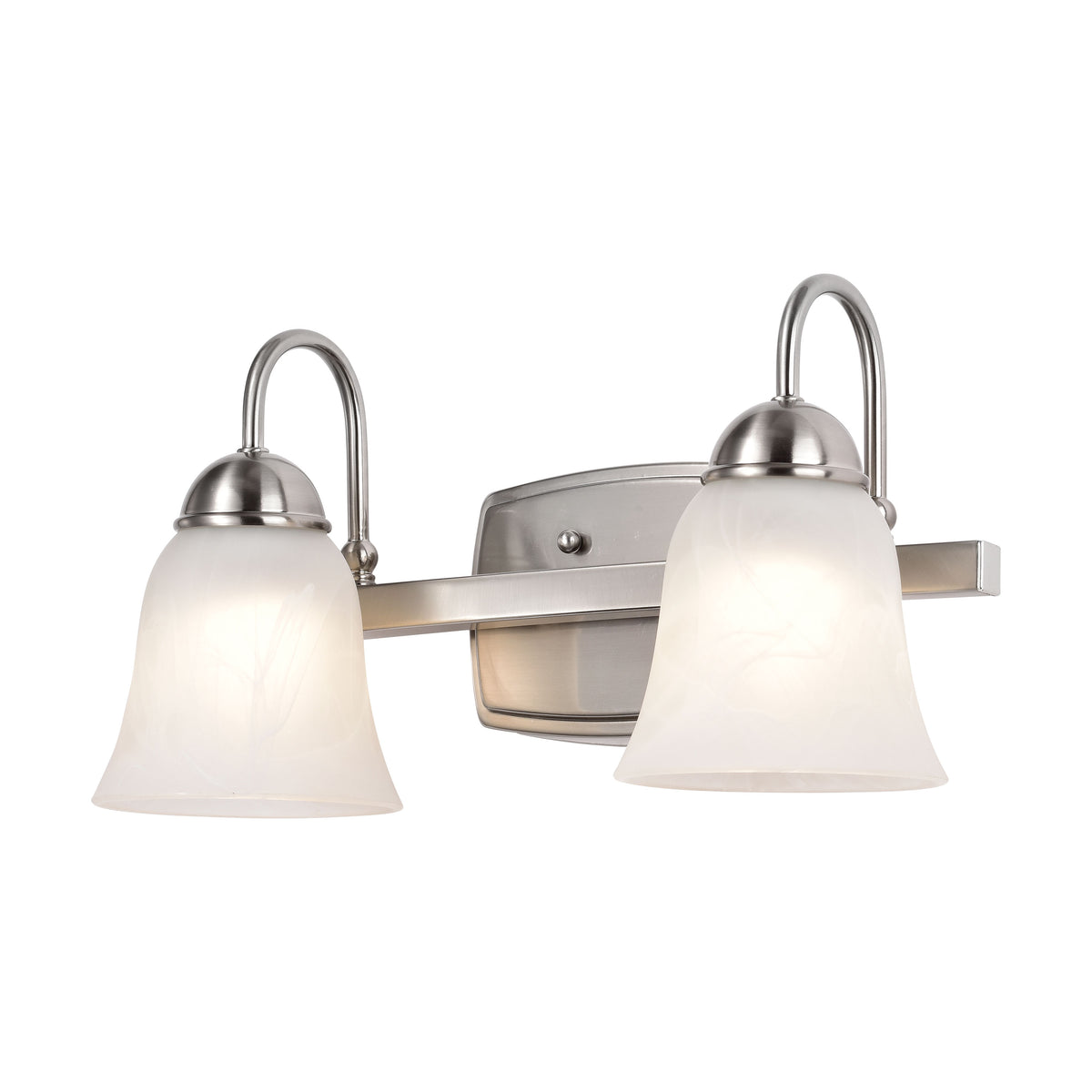 15 Watt - LED 2 Light Vanity Fixture - 3000K - Brushed Nickel with Alabaster Glass