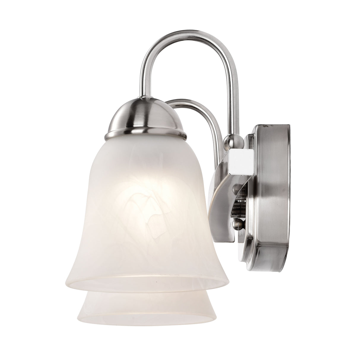 15 Watt - LED 2 Light Vanity Fixture - 3000K - Brushed Nickel with Alabaster Glass