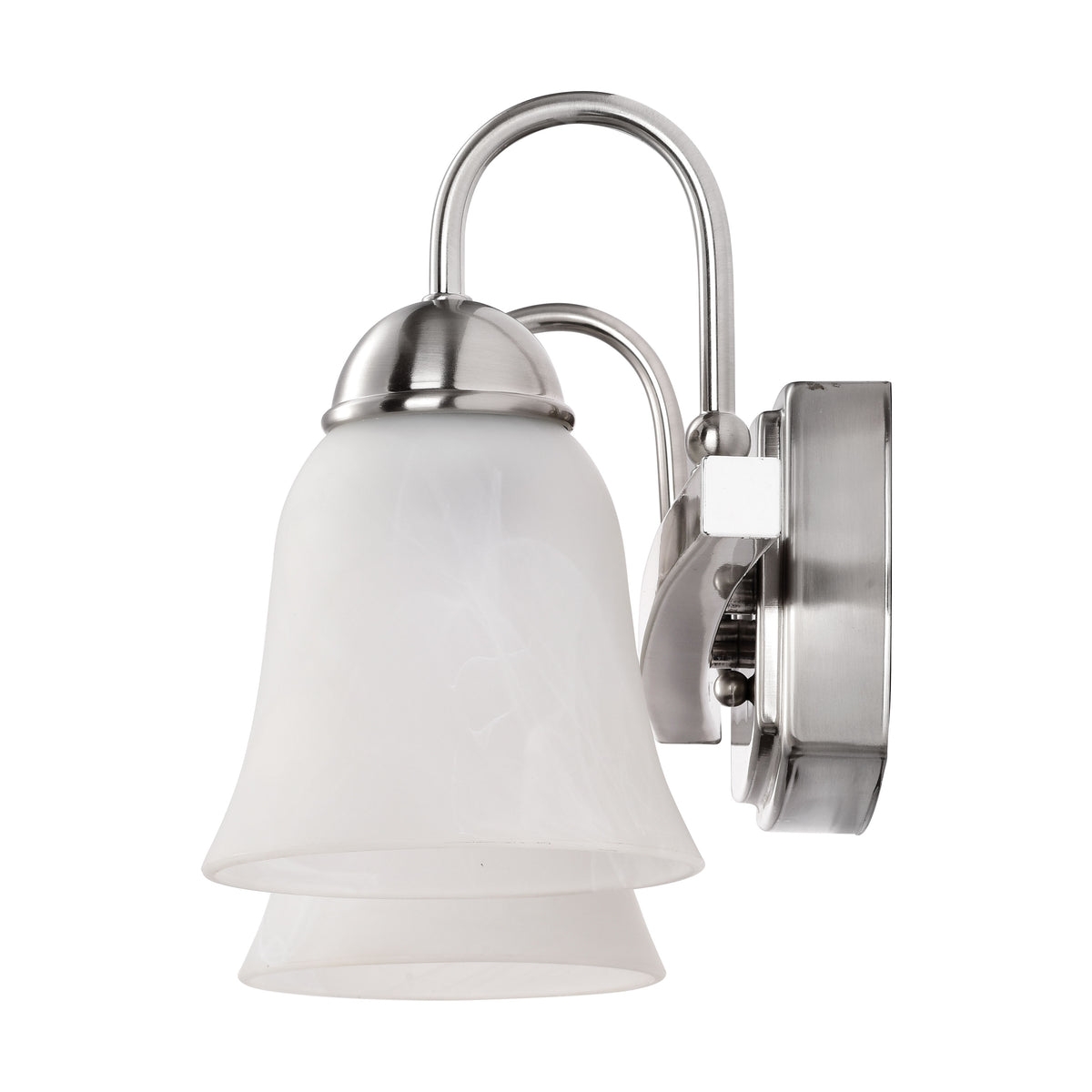 15 Watt - LED 2 Light Vanity Fixture - 3000K - Brushed Nickel with Alabaster Glass