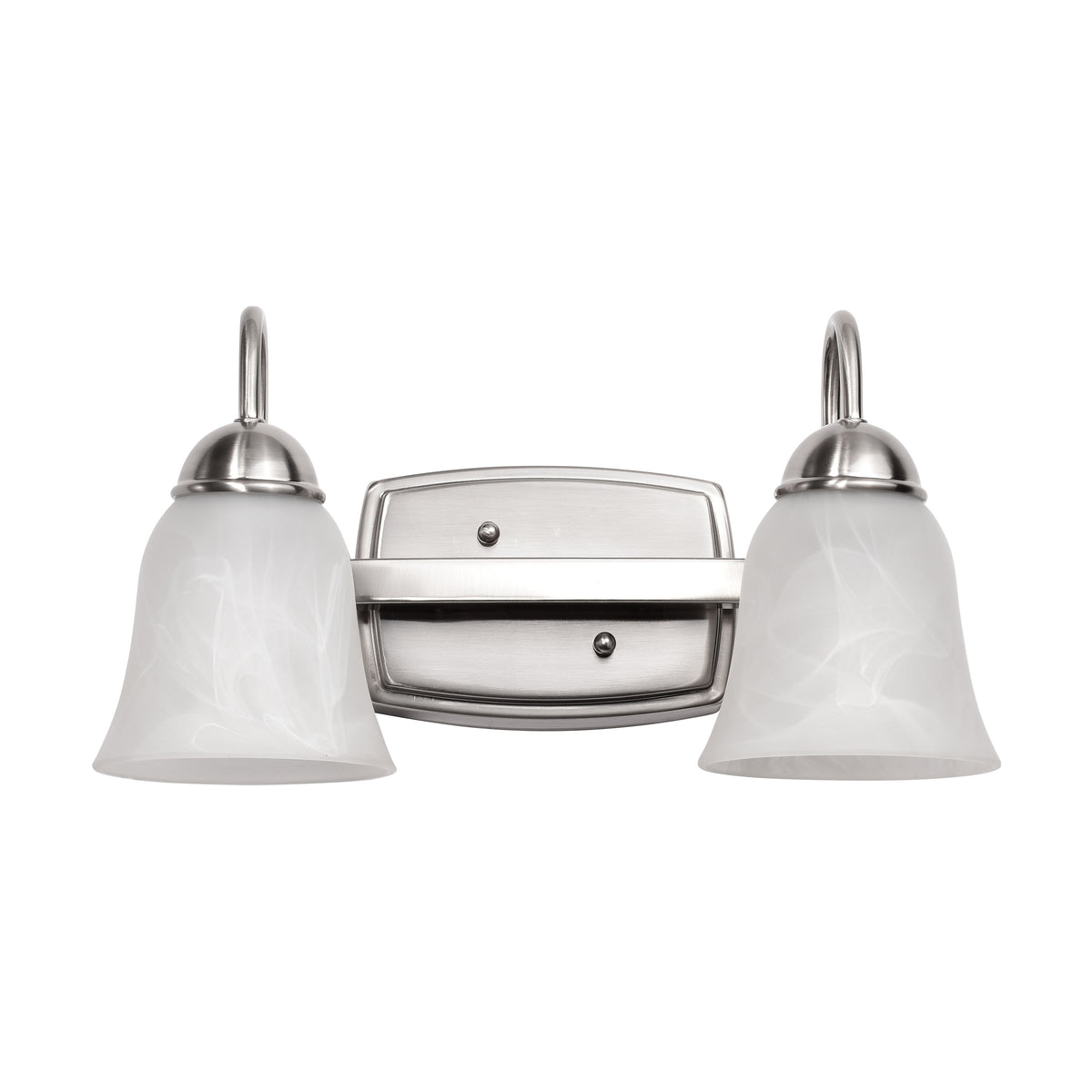 15 Watt - LED 2 Light Vanity Fixture - 3000K - Brushed Nickel with Alabaster Glass