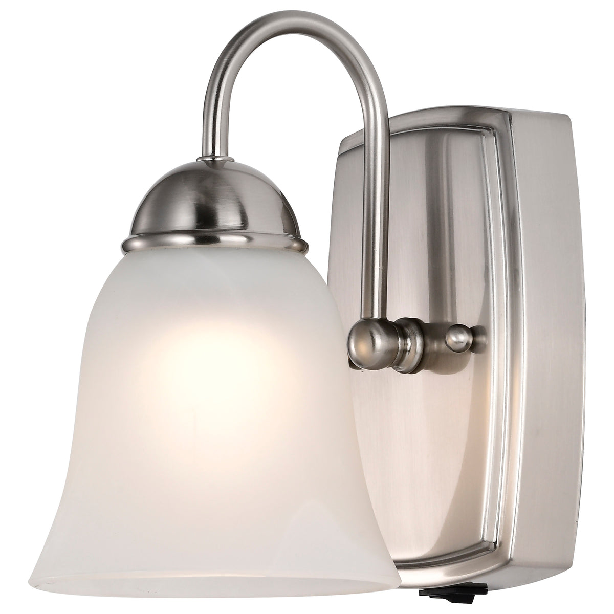 8 Watt - LED 1 Light Vanity Fixture - 3000K - Brushed Nickel with Alabaster Glass - With Switch lighting product