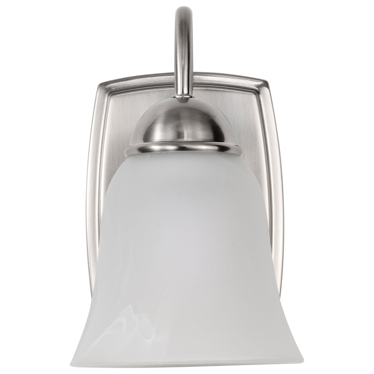 8 Watt - LED 1 Light Vanity Fixture - 3000K - Brushed Nickel with Alabaster Glass - With Switch