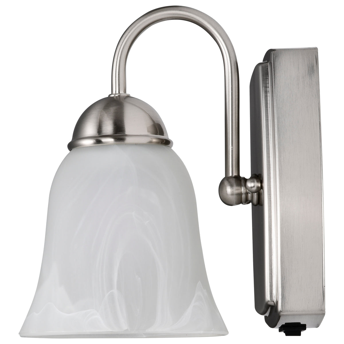 8 Watt - LED 1 Light Vanity Fixture - 3000K - Brushed Nickel with Alabaster Glass - With Switch