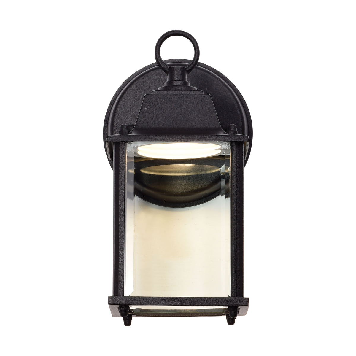 8 Watt - 3000K - LED Cube Lantern - Black Finish - Clear BeveLED Glass