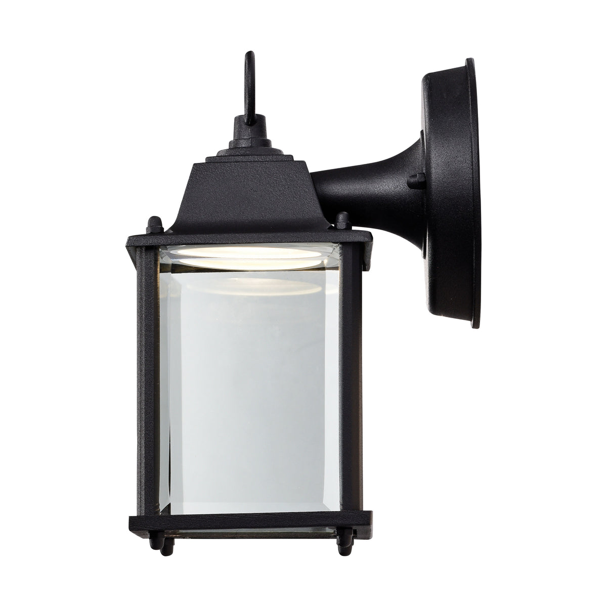 8 Watt - 3000K - LED Cube Lantern - Black Finish - Clear BeveLED Glass