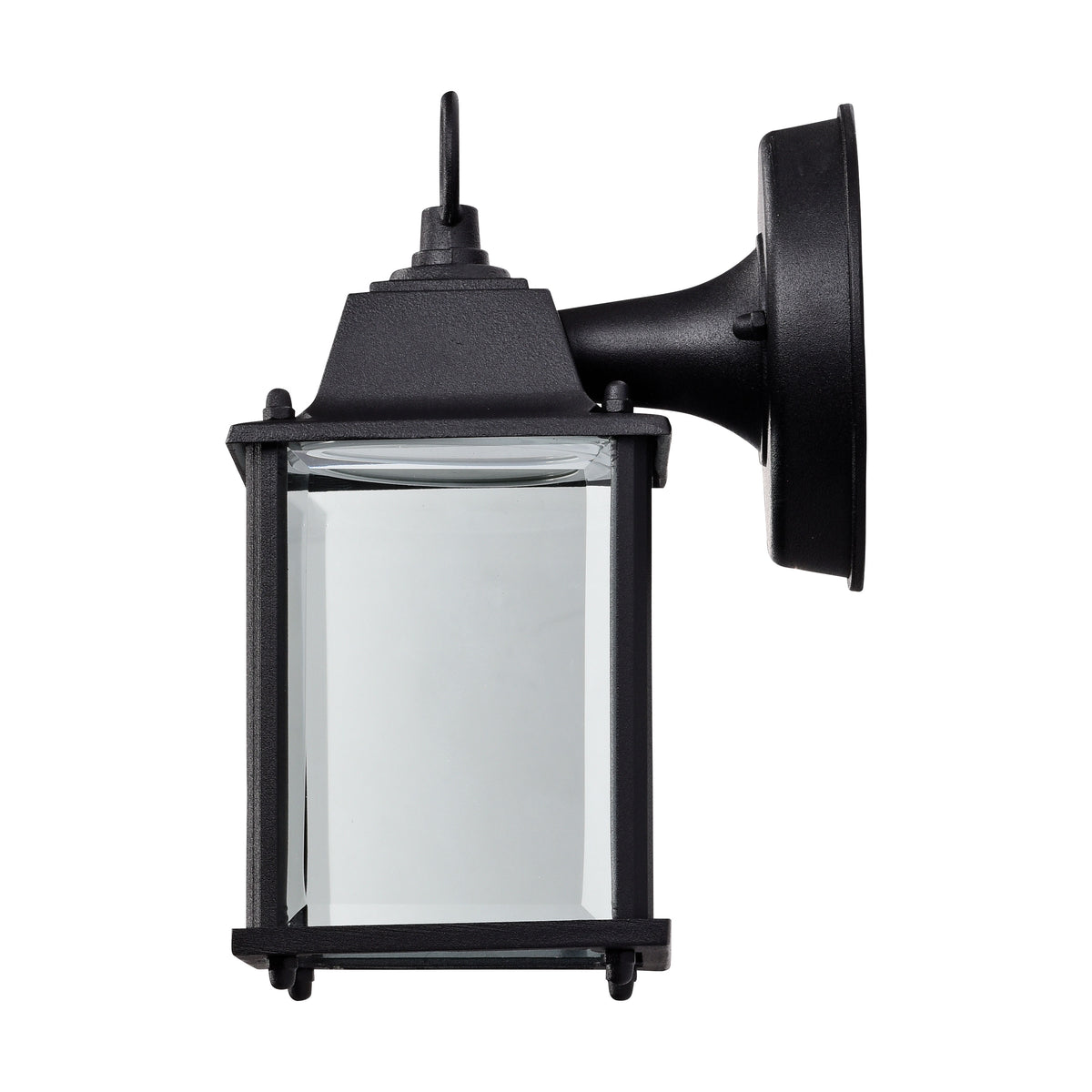 8 Watt - 3000K - LED Cube Lantern - Black Finish - Clear BeveLED Glass