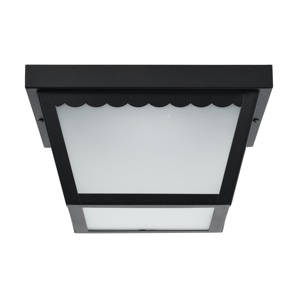 12 Watt - 9 inch - LED Carport Flush Mount Fixture - 3000K - Dimmable - Black Finish with Frosted Glass bulb or fixture view