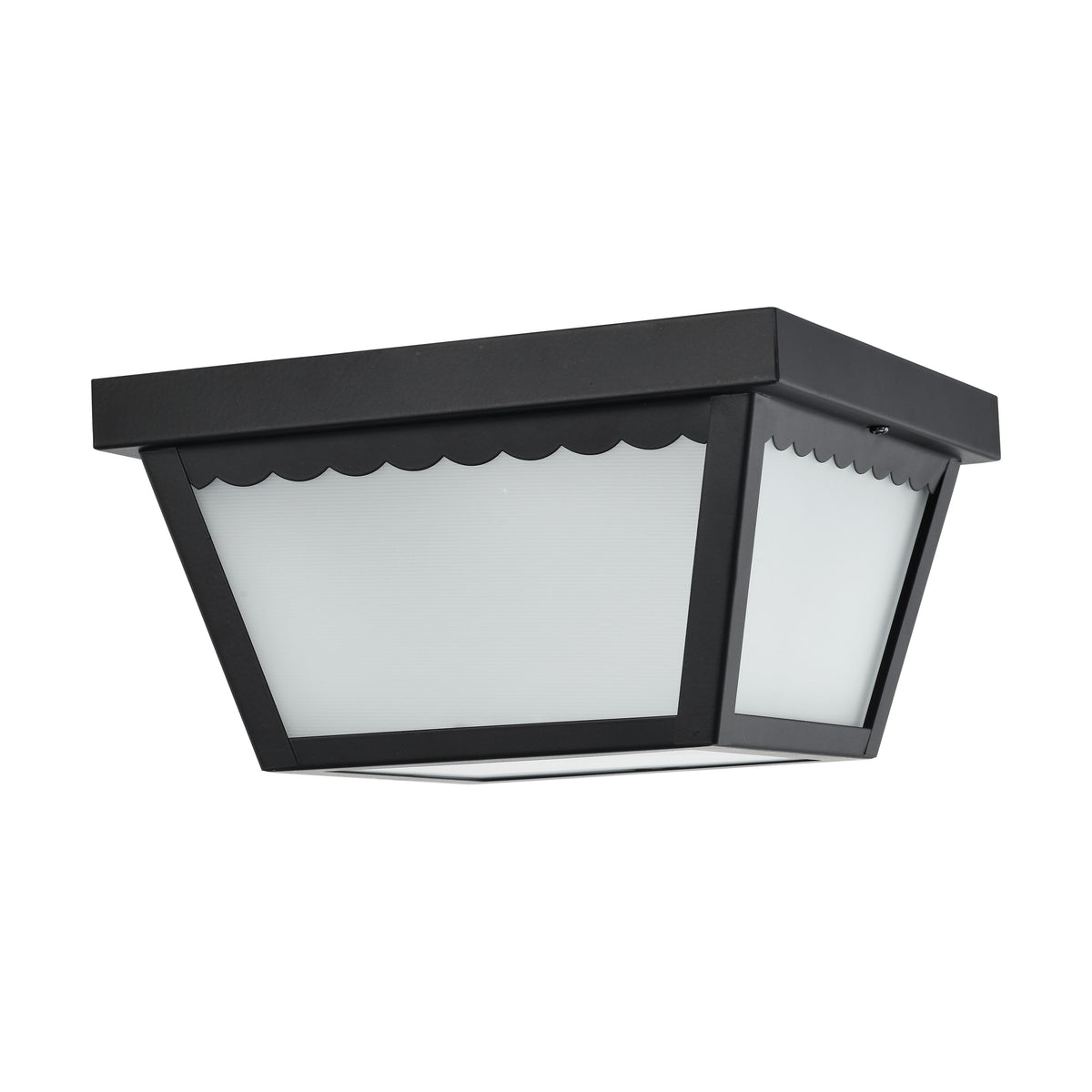 12 Watt - 9 inch - LED Carport Flush Mount Fixture - 3000K - Dimmable - Black Finish with Frosted Glass